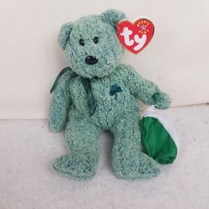 Ty Plush Beanie Baby Shamrock the Bear Buddies 8 in green‎ with bag